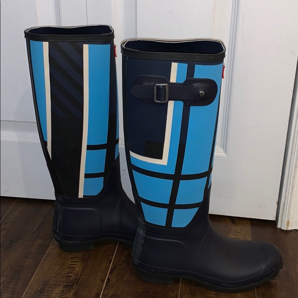 Hunter turquoise plaid tall boots - Picture 4 of 10